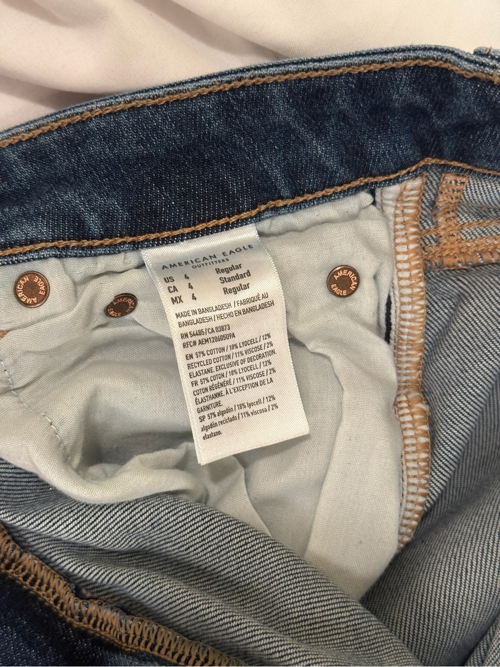 AE American Eagle Super High Waist Baggy Wide Leg Distressed Jeans Dark Blue 4 - Picture 4 of 6